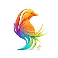 AI generated sketchy logo featuring bird in rainbow on a white background. Generative AI photo