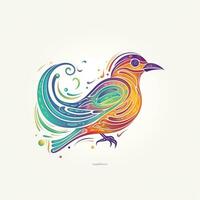 AI generated sketchy logo featuring bird in rainbow on a white background. Generative AI photo