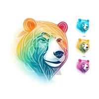 AI generated sketchy logo featuring bear head in rainbow on a white background. Generative AI photo
