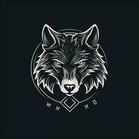 ai generado incompleto logo presentando un lobo cabeza en blanco en un negro antecedentes. generativo ai foto