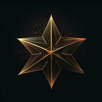 AI generated sketchy logo featuring a star in gold on a black background. Generative AI photo