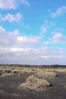 a desert with a blue sky and clouds photo