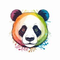 ai generado incompleto logo presentando un panda cabeza en arco iris en un blanco antecedentes. generativo ai foto