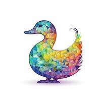 AI generated sketchy logo featuring a duck in rainbow on a white background. Generative AI photo