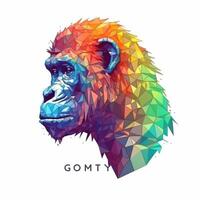 AI generated Sketchy logo featuring a gorilla head in rainbow on a white background. Generative AI photo