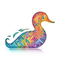 AI generated sketchy logo featuring a duck in rainbow on a white background. Generative AI photo
