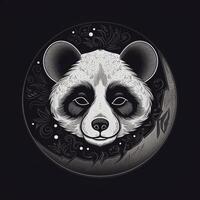 ai generado incompleto logo presentando un panda cabeza en gris en un negro antecedentes. generativo ai foto