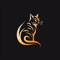 AI generated sketchy cat logo. Generative AI photo