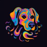 AI generated psychedelic art logo of a dog. Generative AI photo