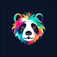 AI generated psychedelic art logo of a panda head. Generative AI photo