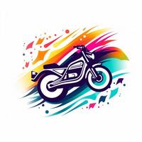 AI generated psychedelic art logo of a motorcycle. Generative AI photo