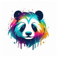 AI generated psychedelic art logo of a panda head. Generative AI photo