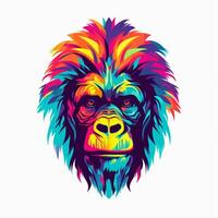 AI generated Pop art logo of a gorilla head. Generative AI photo