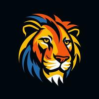 AI generated pop art logo of a lion head. Generative AI photo