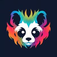 AI generated psychedelic art logo of a panda head. Generative AI photo