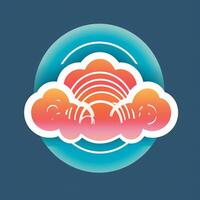 AI generated psychedelic art logo of a cloud. Generative AI photo