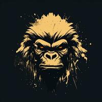 AI generated grunge gorilla head logo. Generative AI photo