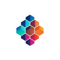 AI generated illustrative logo of a hexagon. Generative AI photo