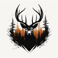 AI generated grunge deer head logo. Generative AI photo