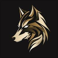 AI generated fancy wolf head logo. Generative AI photo