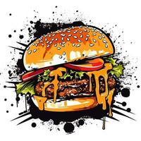 AI generated grunge burger logo. Generative AI photo