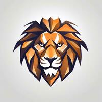 AI generated fancy lion head logo. Generative AI photo