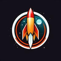 AI generated Emblem logo of a rocket. Generative AI photo