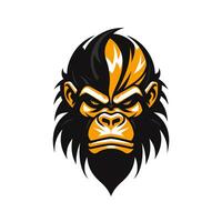 AI generated Emblem logo of a gorilla head. Generative AI photo