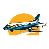 AI generated emblem logo of airplane. Generative AI photo