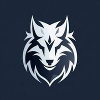 AI generated Emblem logo of a wolf head. Generative AI photo