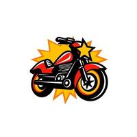 AI generated cartoon logo of a motorcycle. Generative AI photo