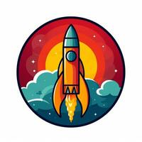 AI generated cartoon logo of a rocket. Generative AI photo