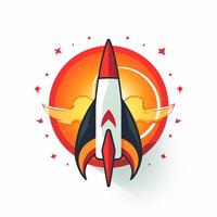 AI generated cartoon logo of a rocket. Generative AI photo