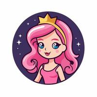 AI generated cartoon logo of a princess. Generative AI photo