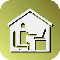 Working At Home  Vector Glyph Gradient Background Icon For Personal And Commercial Use.