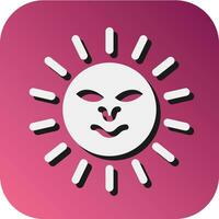 Sun With Face  Vector Glyph Gradient Background Icon For Personal And Commercial Use.