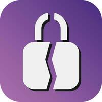 Broken Lock  Vector Glyph Gradient Background Icon For Personal And Commercial Use.