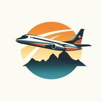 AI generated a retro logo of airplane. Generative AI photo