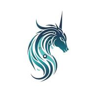 AI generated a tribal unicorn logo. Generative AI photo