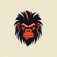 AI generated A retro logo of a gorilla head. Generative AI photo