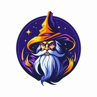 AI generated a vibrant logo of a wizard. Generative AI photo