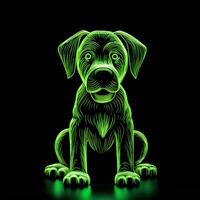 ai generado un mascota logo presentando un perro en verde neón. generativo ai foto