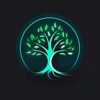 ai generado un futurista logo de un árbol. generativo ai foto