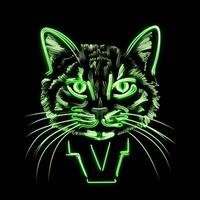 AI generated A mascot logo featuring a cat in green neon. Generative AI photo