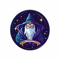 AI generated a futuristic logo of a wizard. Generative AI photo