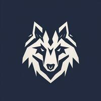 AI generated a flat vector logo of a wolf head. Generative AI photo