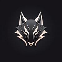 AI generated a flat vector logo of a wolf head. Generative AI photo