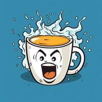 AI generated a comic coffeecup logo. Generative AI photo