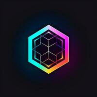 AI generated a futuristic logo of a hexagon. Generative AI photo