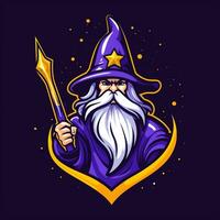 AI generated a comic wizard logo. Generative AI photo